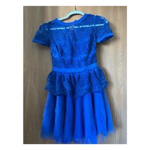 Elegant Blue Lace Womens Dress